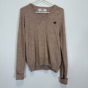 John Deere Pullover V-Neck Sweater Brown Vintage USA Made